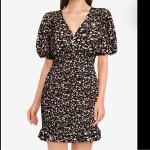 Abercrombie Smocked Waist Puff Sleeve Mini Dress SP